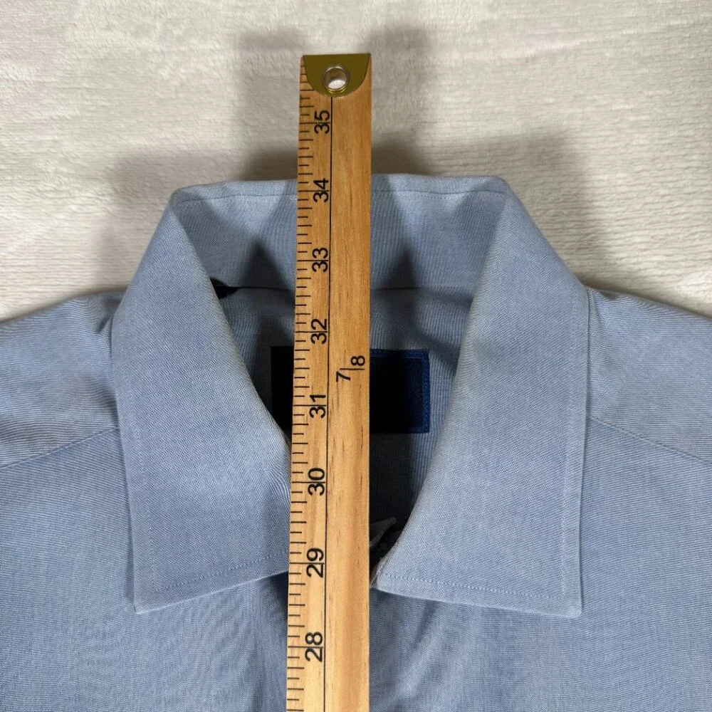 David Donahue Dress Shirt Men Size 16.5 32 / 33 Blue Long Sleeve 100% Cotton GUC - Picture 7 of 11